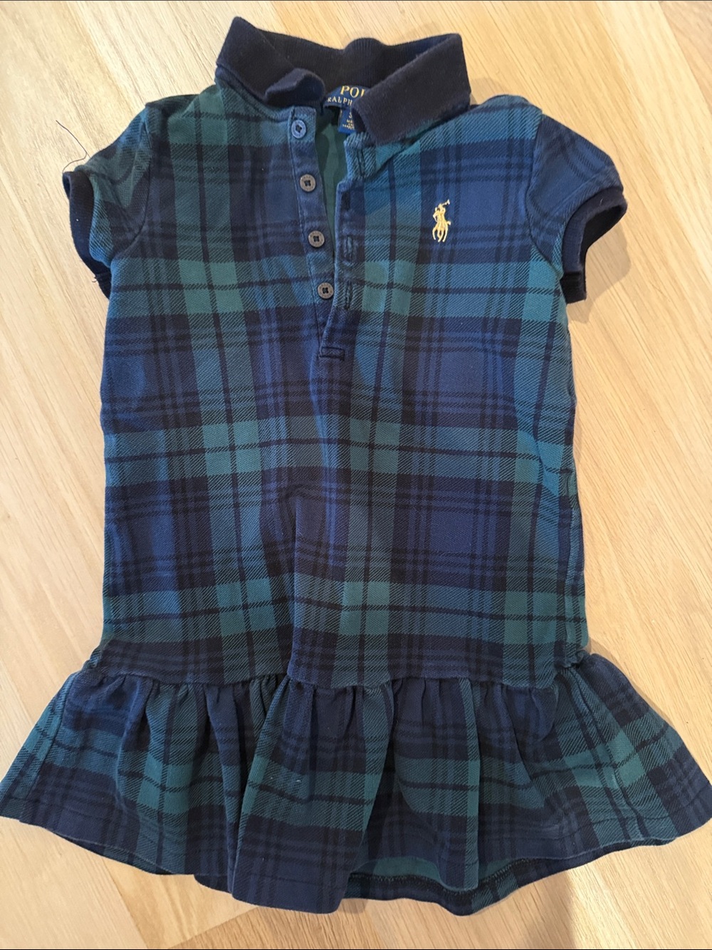 Polo by Ralph Lauren Green and Navy Plaid Polo Dress - Girls